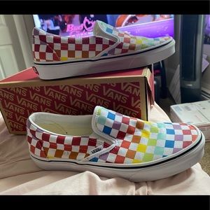 RAINBOW CHECKERBOARD SLIP-ON VANS